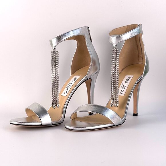 JIMMY CHOO Viola Crystal-Tassel Sandals - Size 39 - Picture 2 of 11